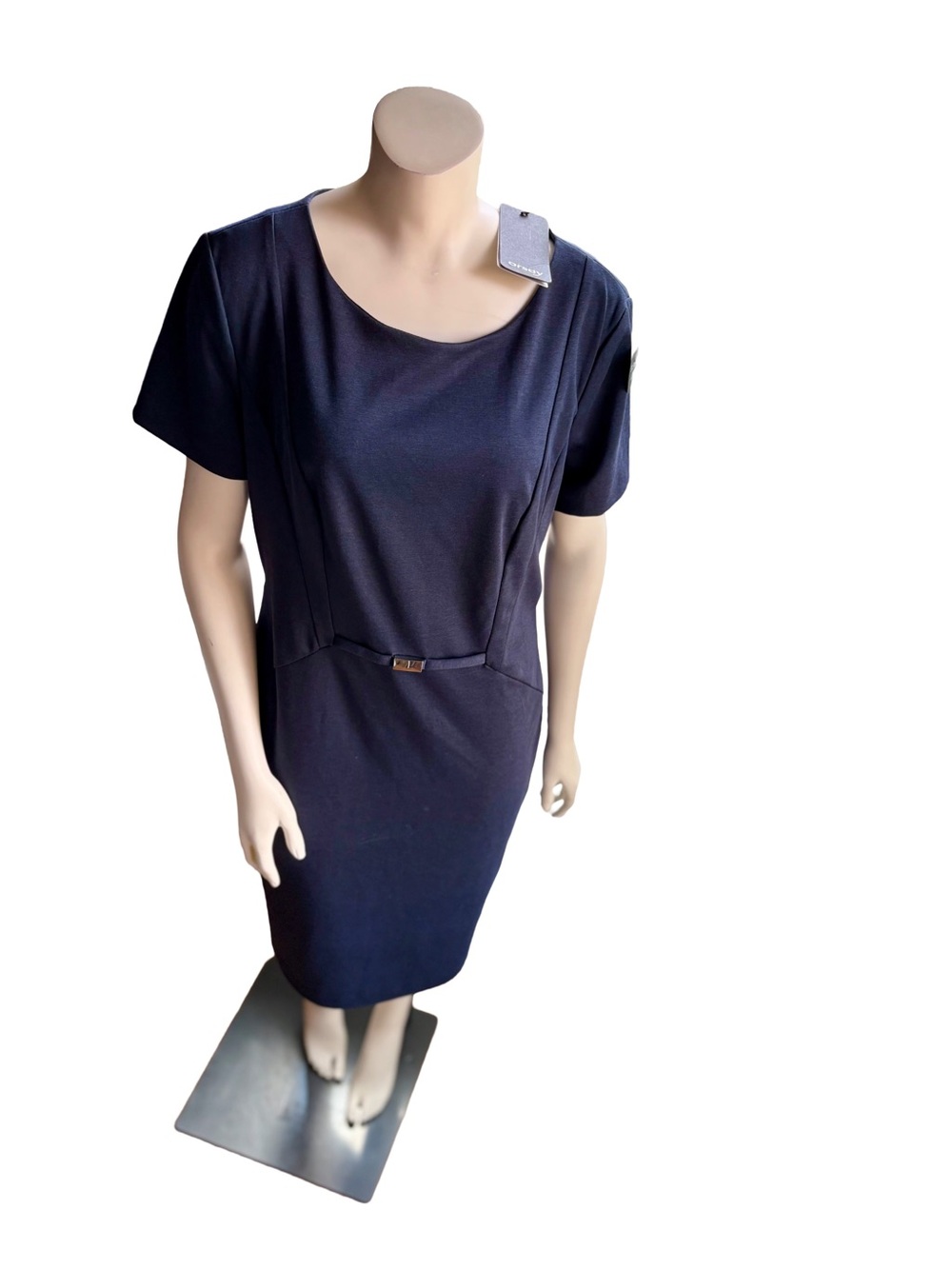 Classic Navy Short Sleeve Sheath Dress
